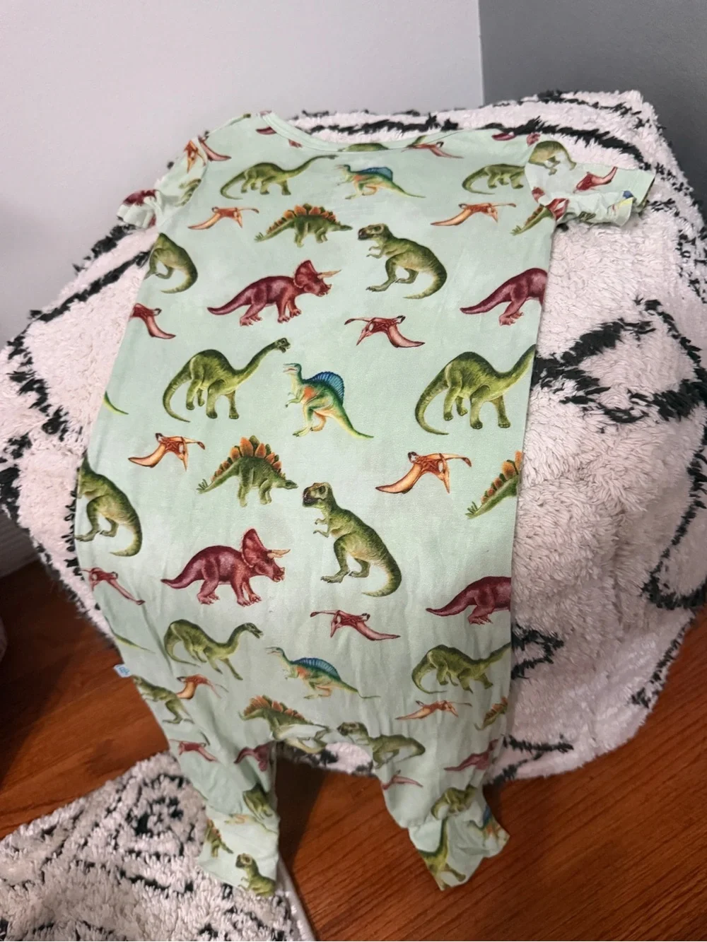 Posh Peanut Bamboo Dinosaur Henley Romper 18-24M Green coverall